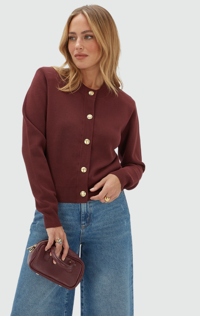 Cardigan de Malha Fliss Borgonha – Josh V