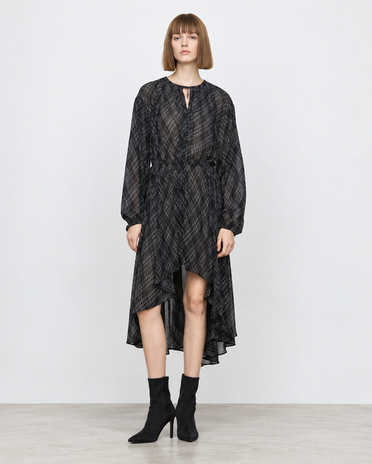 Vestido Midi Assimétrico Estampado – Eleh