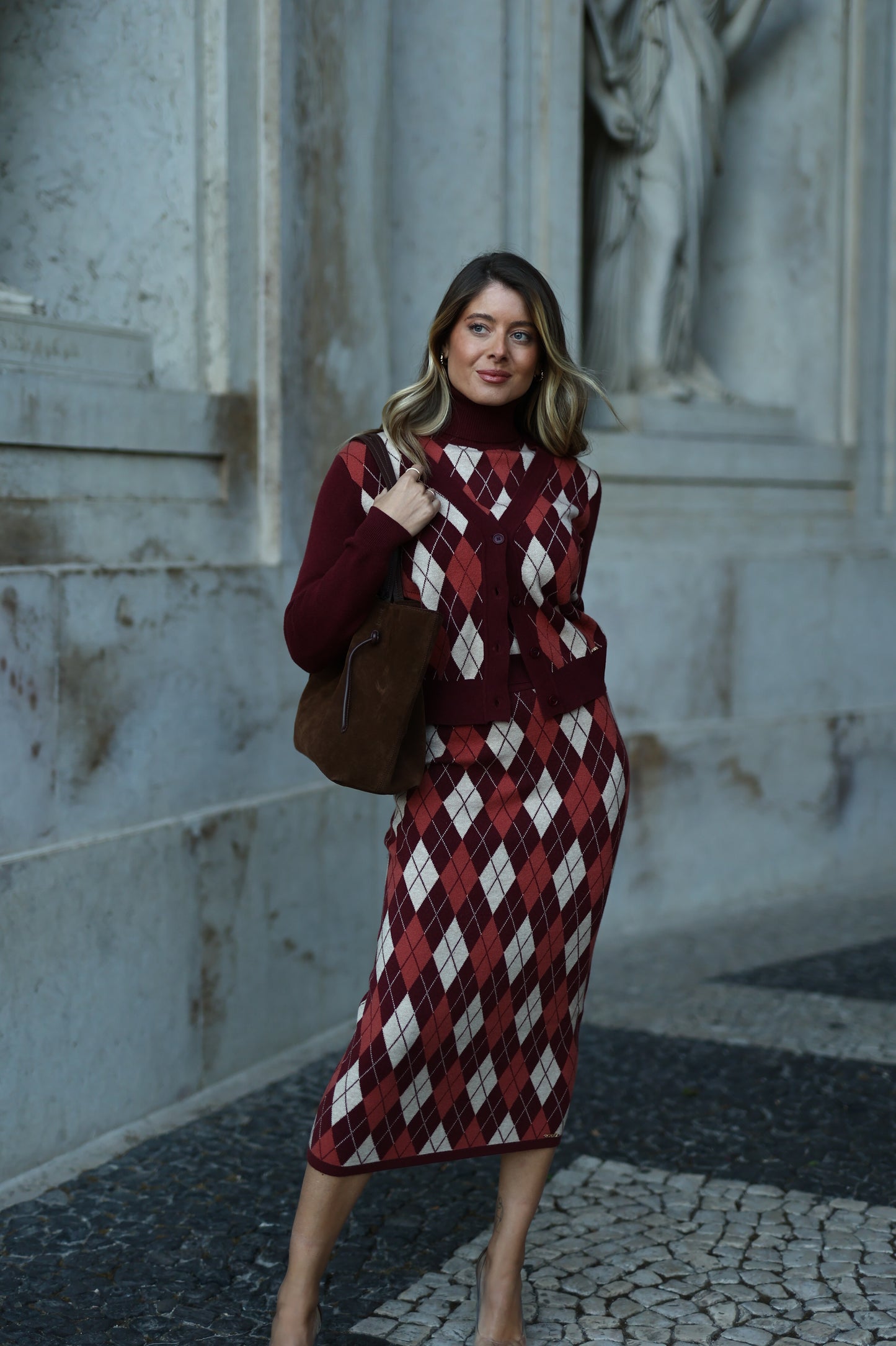 Casaco de Malha com Padrão Losangos – Scripta