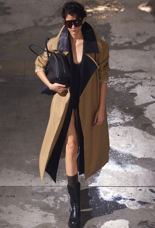 Trench Bicolor Com Contraste Em Efeito Pele – Eleh