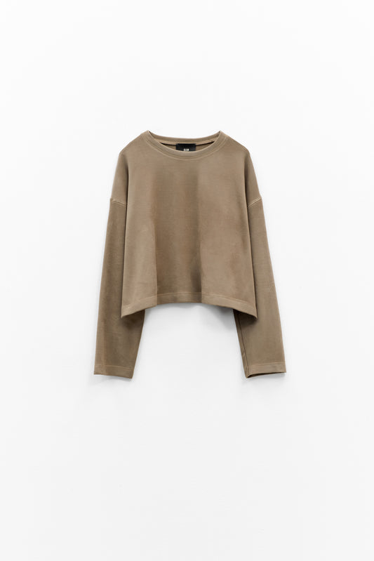 Sweat Oversize em Veludo Taupe – Eleh
