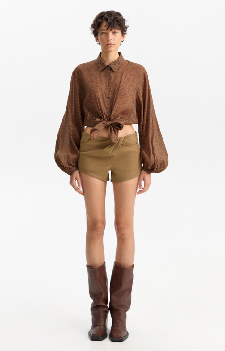 Camisa Animal Print Com Nó Frontal – Eleh