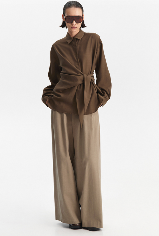 Camisa Assimétrica Com Pormenor Drapeado – Eleh