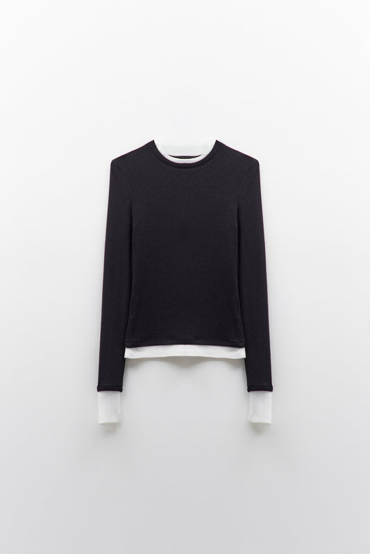 Top Preto Efeito Duplo – ELEH