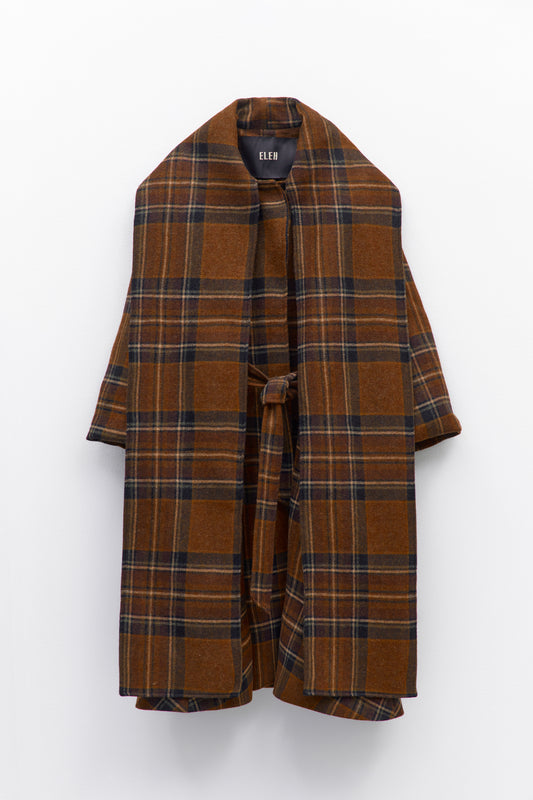 Casaco Xadrez Em Lã Com Cinto – ELEH