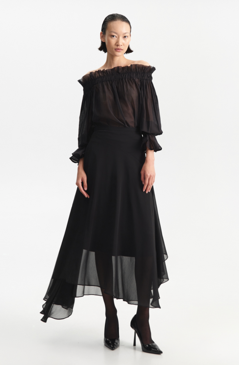 Saia Midi Assimétrica Fluida – Eleh