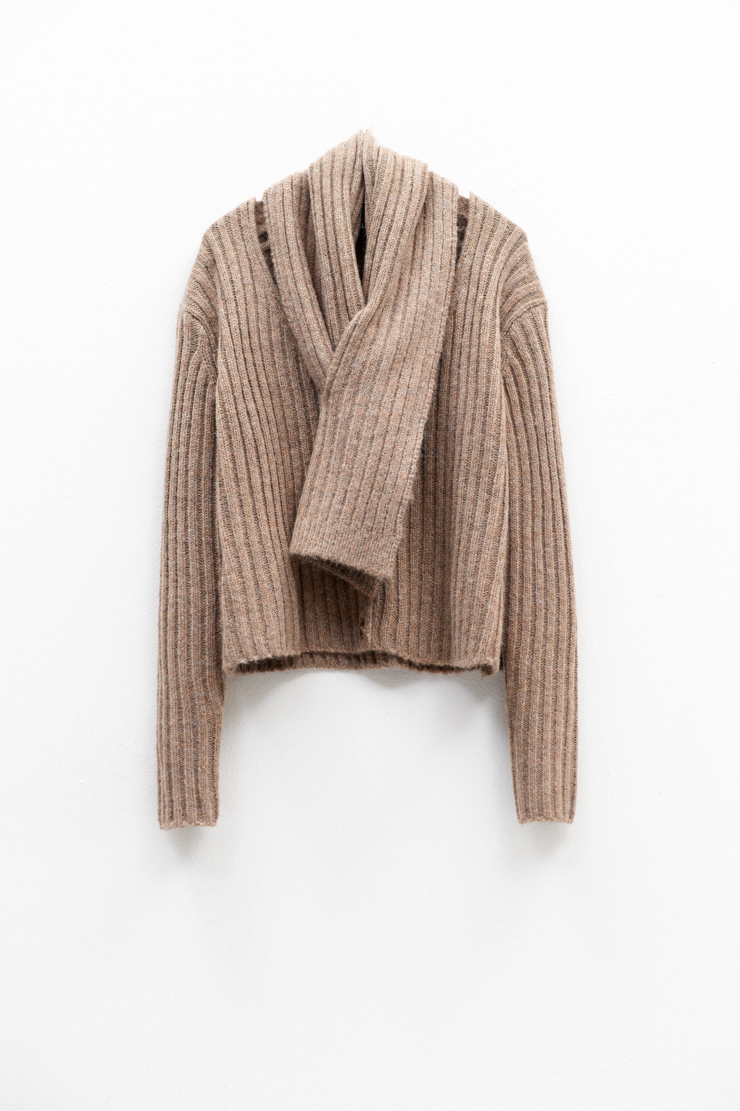 Camisola Canelada Com Gola Cachecol – ELEH