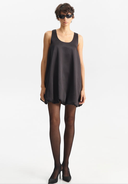 Vestido Abaloado Acetinado Preto – Eleh