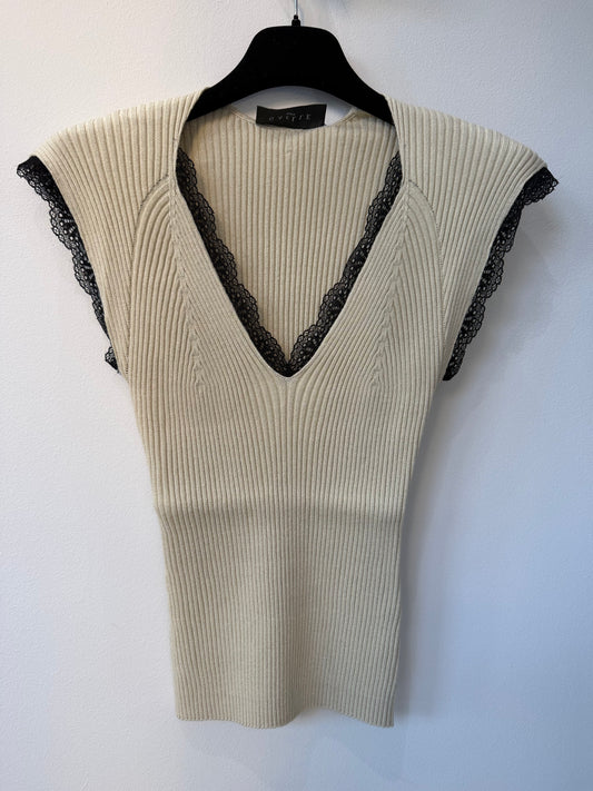 Camisola de Malha em Viscose Areia – Gaëlle Paris