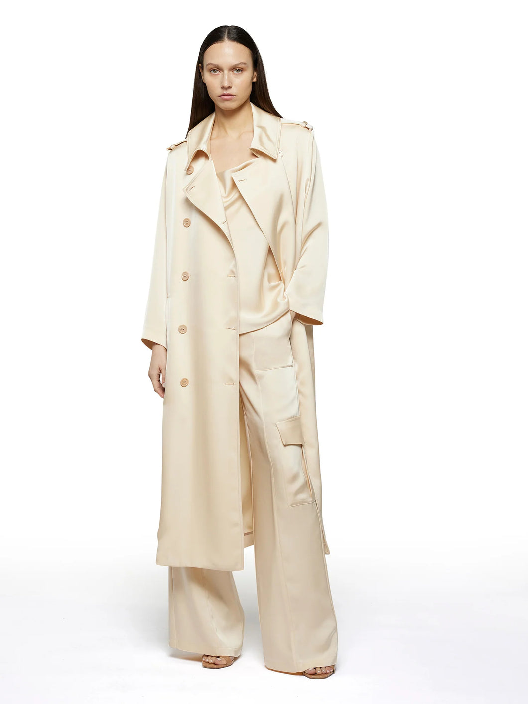 HEAVY SATIN TRENCH COAT - Simona Corsellini