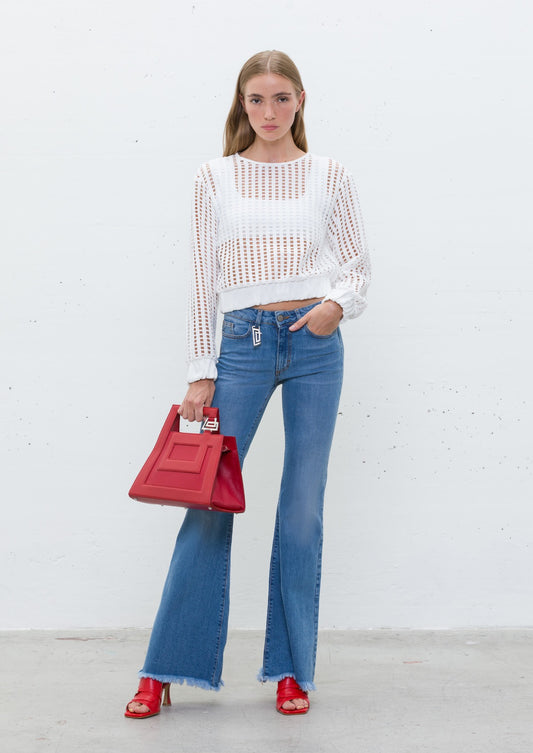 Blusa texturizada com mangas compridas - Jijil
