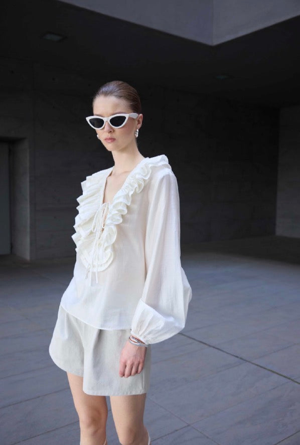 Blusa Fluída com Folhos e Laço – Eleh