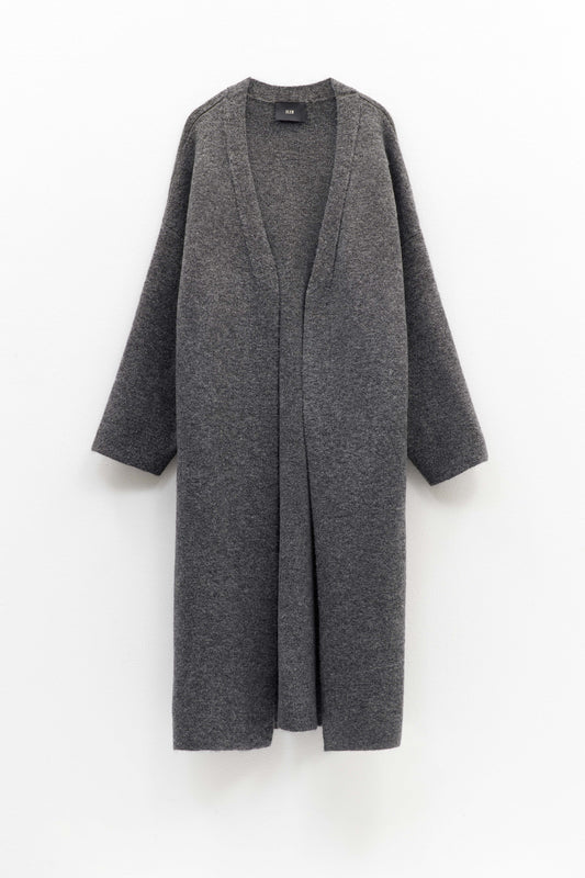 Cardigan Longo Cinzento Em Malha – ELEH