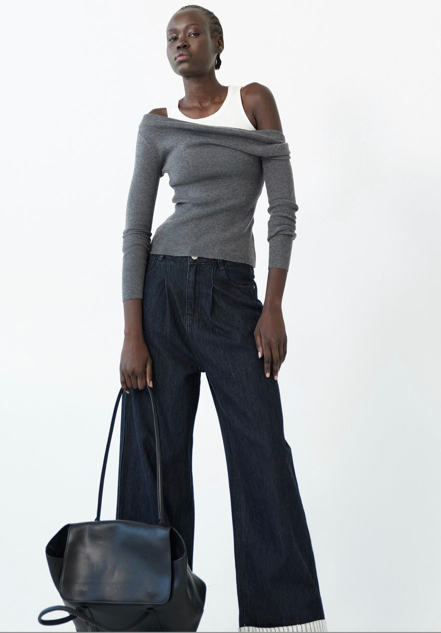 Camisola Off Shoulder Cinzenta – Eleh