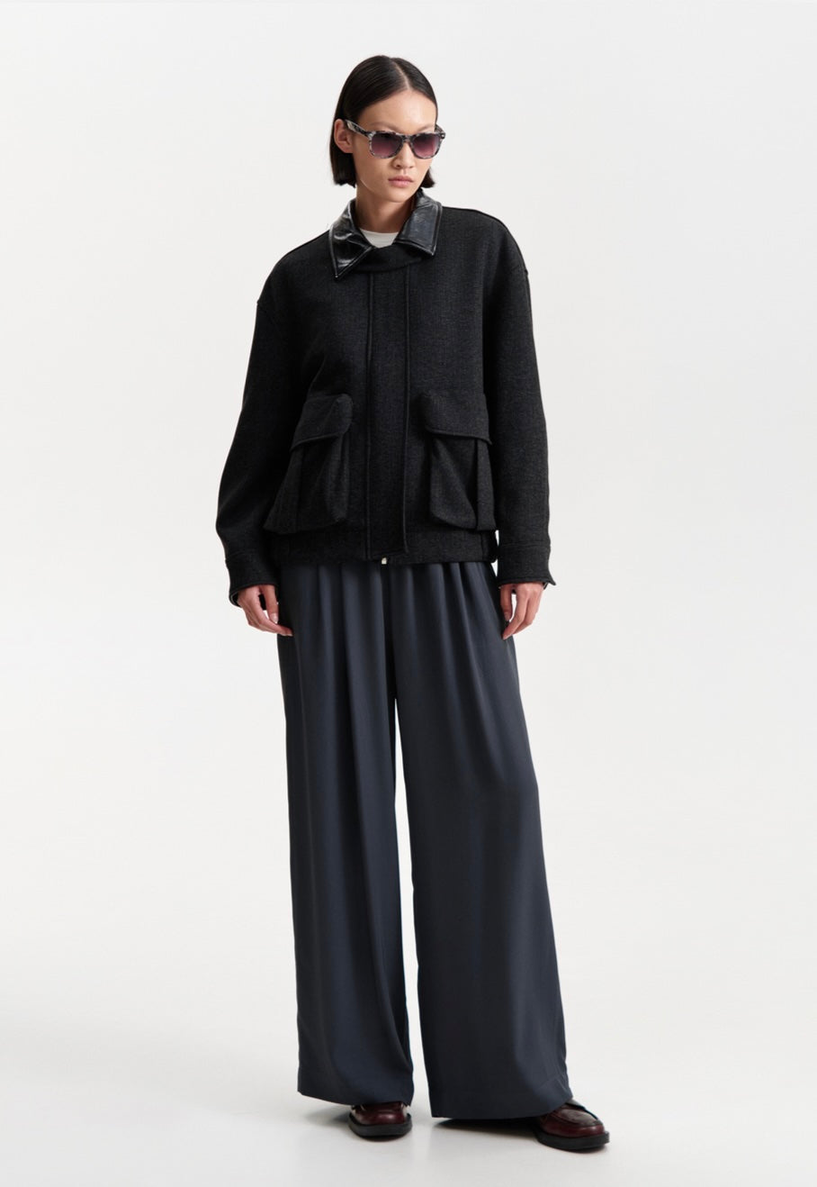 Casaco com Bolsos e Gola em Ecopele – ELEH