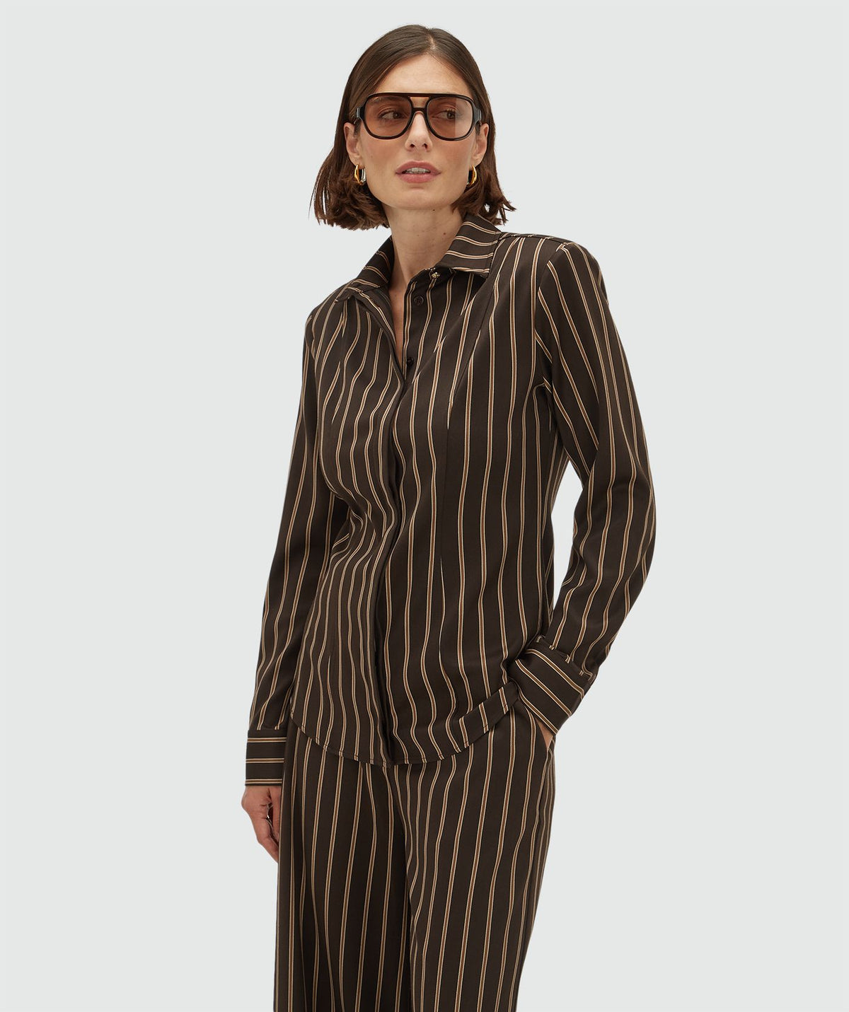 Camisa acetinada às riscas Asa – Josh V