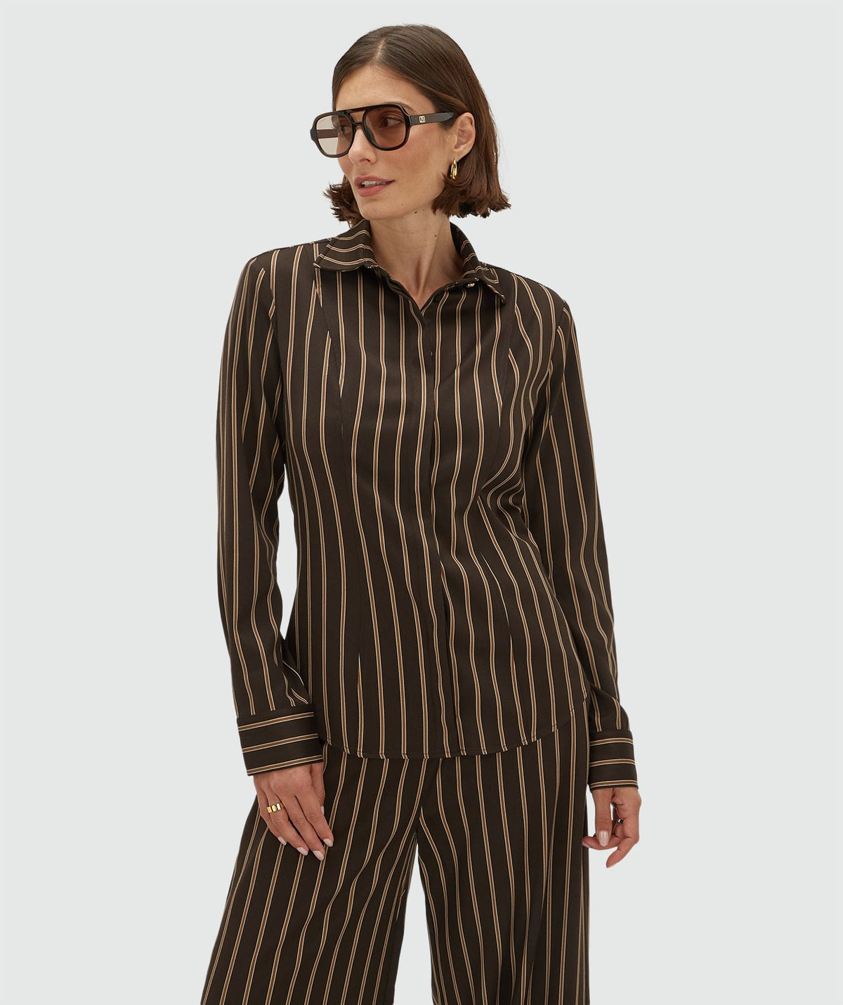 Camisa acetinada às riscas Asa – Josh V