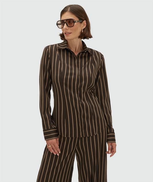 Camisa acetinada às riscas Asa – Josh V