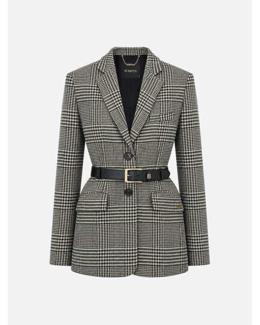 Blazer Xadrez Pied-de-poule com Cinto – Scripta — fotografia 1