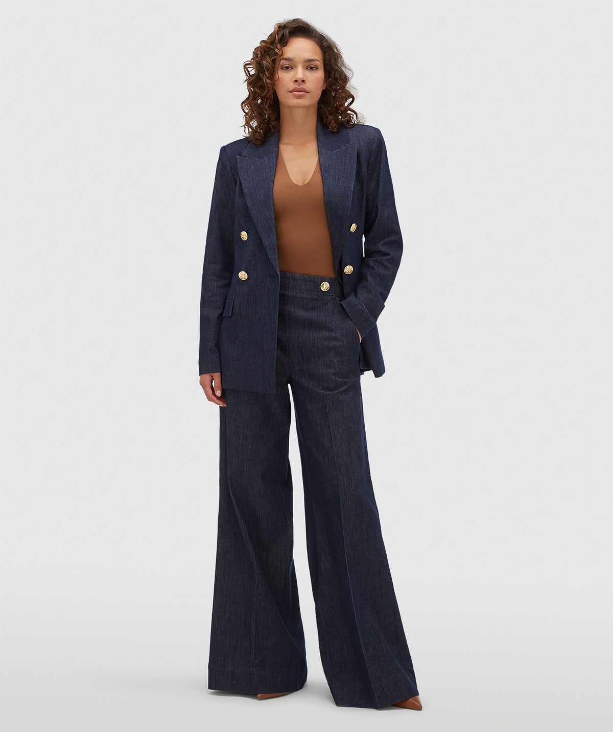 Blazer Cintado Bluebell Efeito Denim – Josh V — fotografia 3