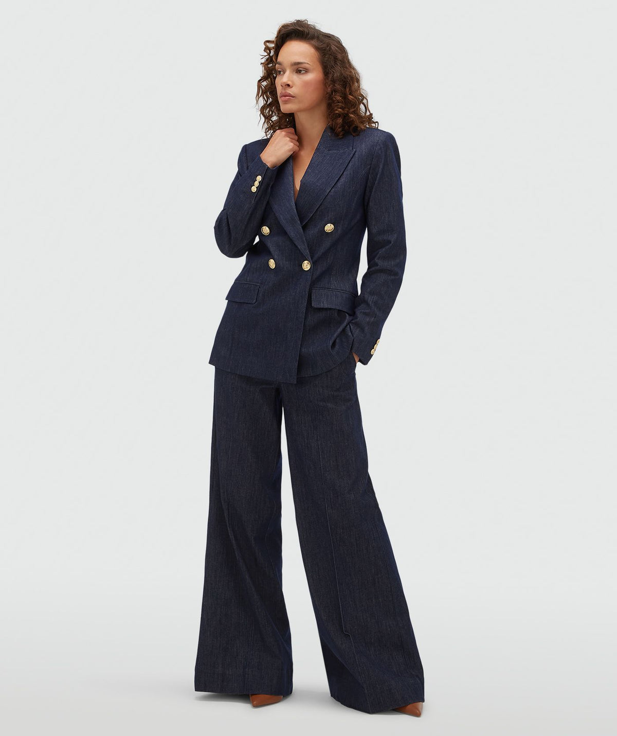 Blazer Cintado Bluebell Efeito Denim – Josh V — fotografia 4