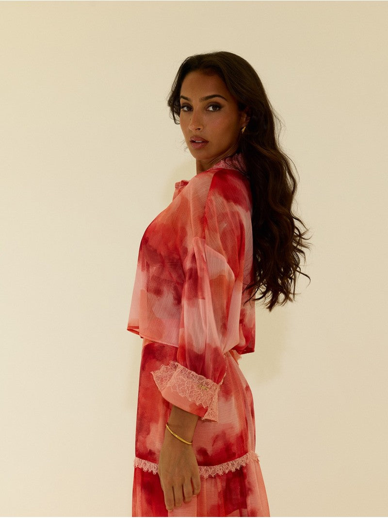 Blusa Cropped Tie-Dye com Renda – Scripta