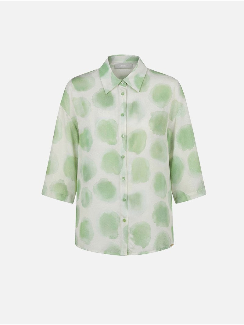Camisa Fluida Estampada Verde Suave – Scripta