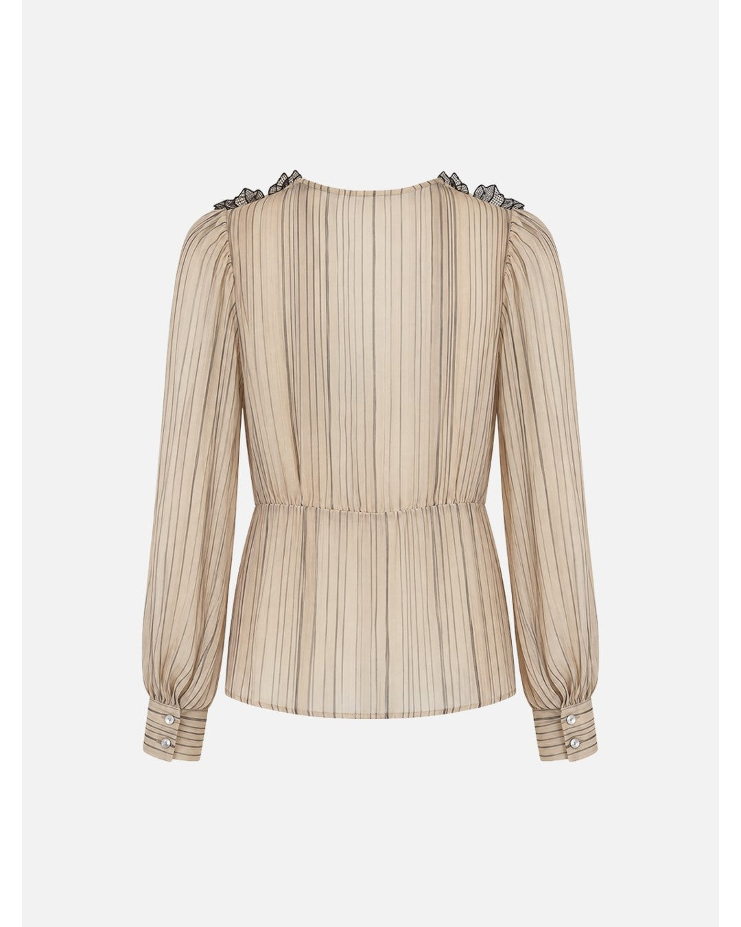 Blusa Semitransparente com Riscas e Renda – Scripta — fotografia 4