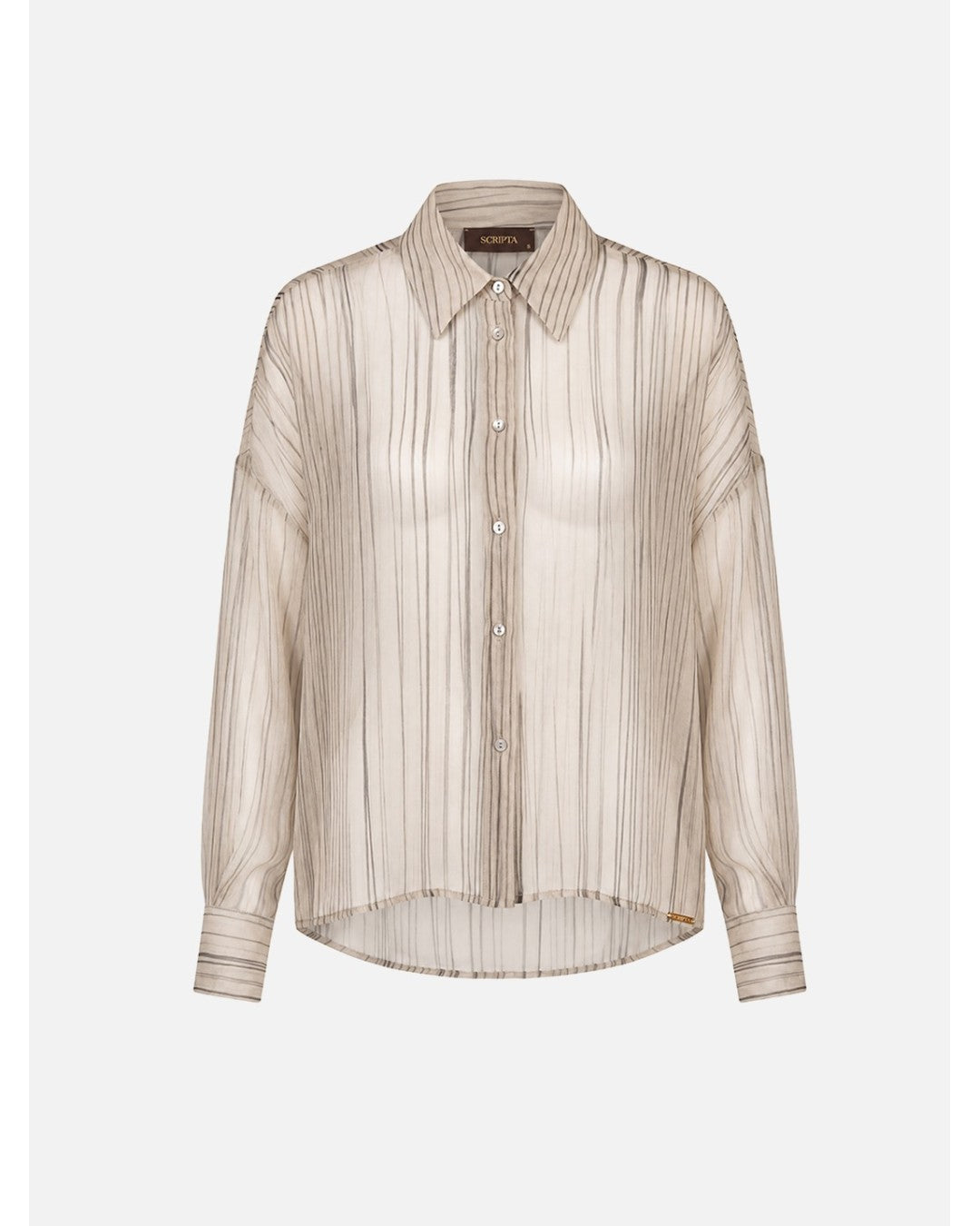 Blusa Semitransparente com Riscas em Contraste – Scripta — fotografia 1