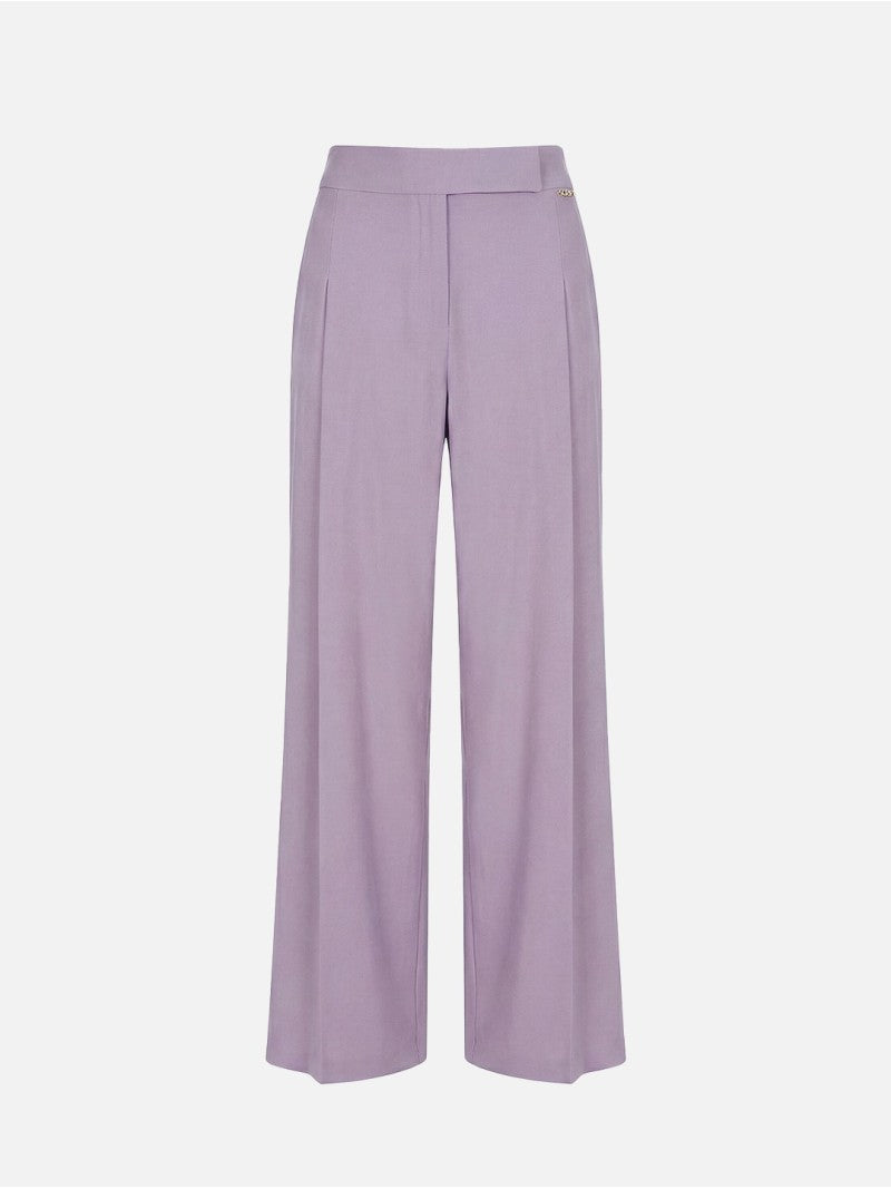 Calça Fluida de Perna Larga com Cintura Subida – Scripta