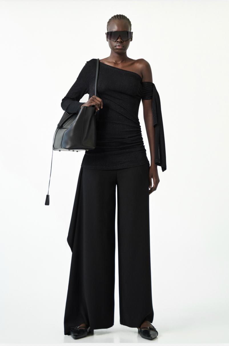 Calça Palazzo Com Pala Assimétrica – Eleh