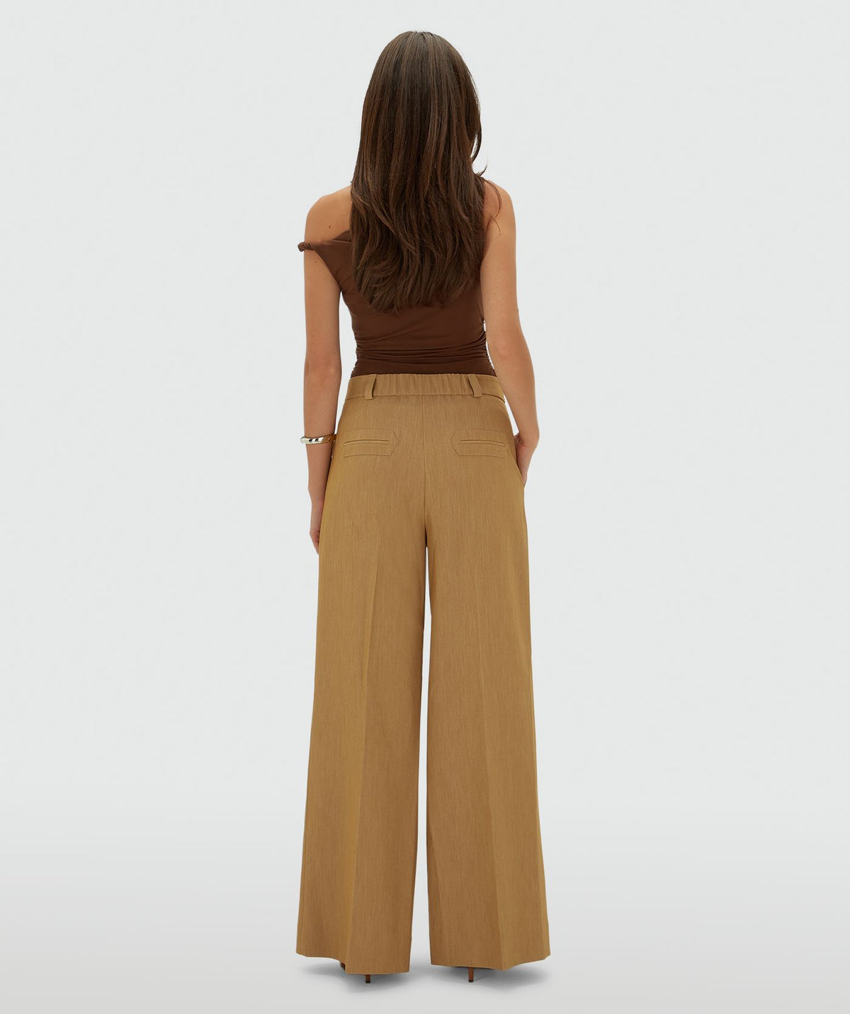 Calças Wide Leg Callie Camel Claro Mesclado – Josh V