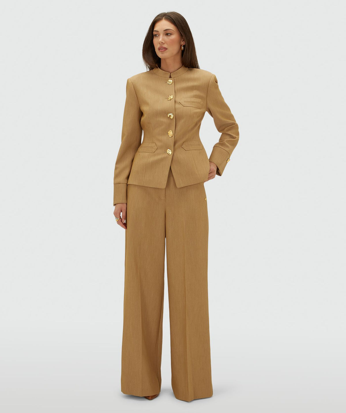 Calças Wide Leg Callie Camel Claro Mesclado – Josh V