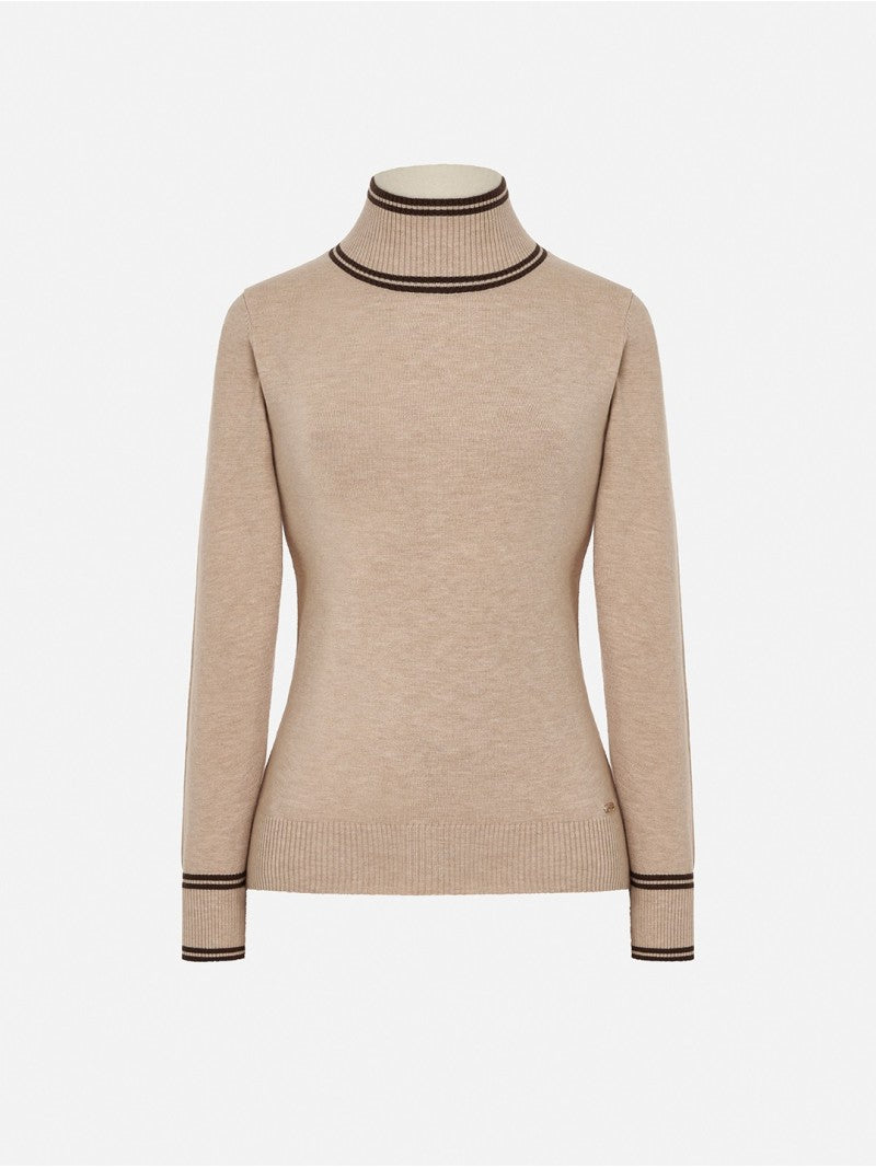 Camisola com Gola Alta e Detalhe de Riscas - Scripta