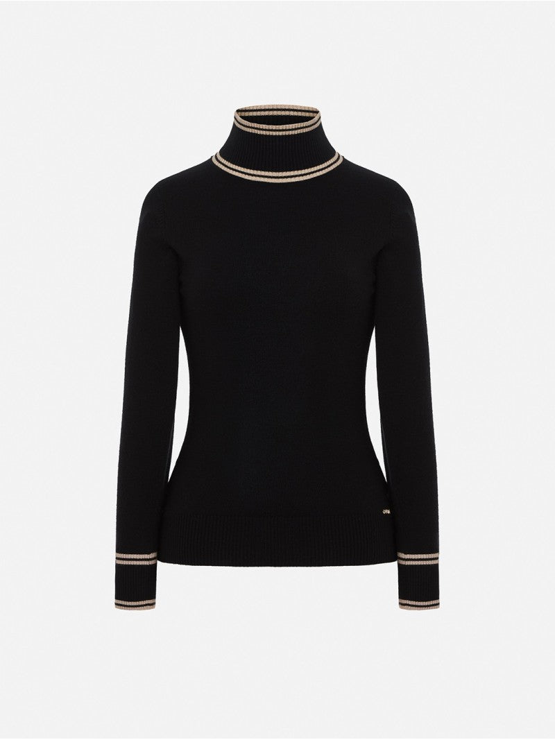 Camisola com Gola Alta e Detalhe de Riscas - Scripta