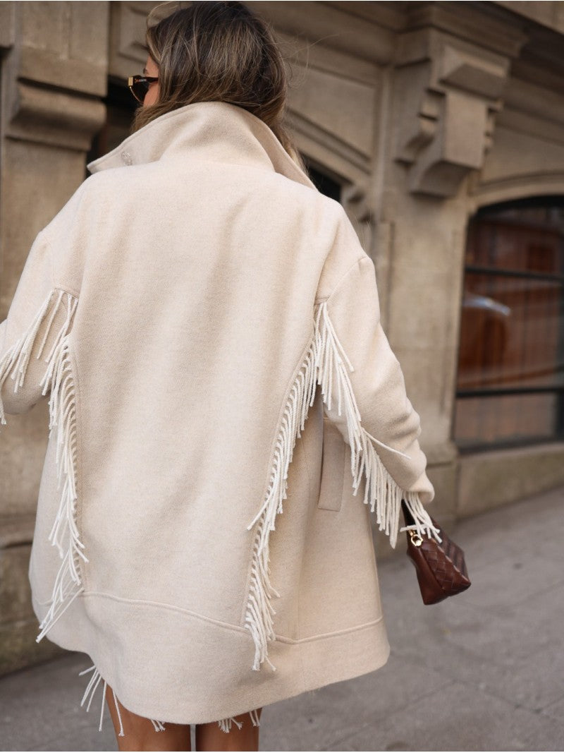 Casaco Bege com Franjas – Scripta