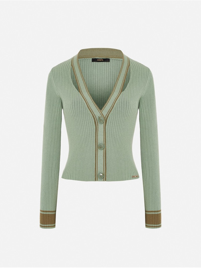 Casaco Canelado com Detalhes Contrastantes - Scripta