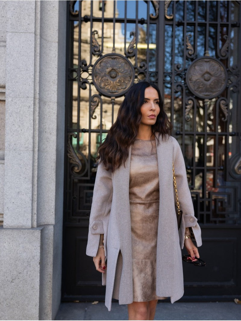 Casaco Bege com Gola Canelada – Scripta