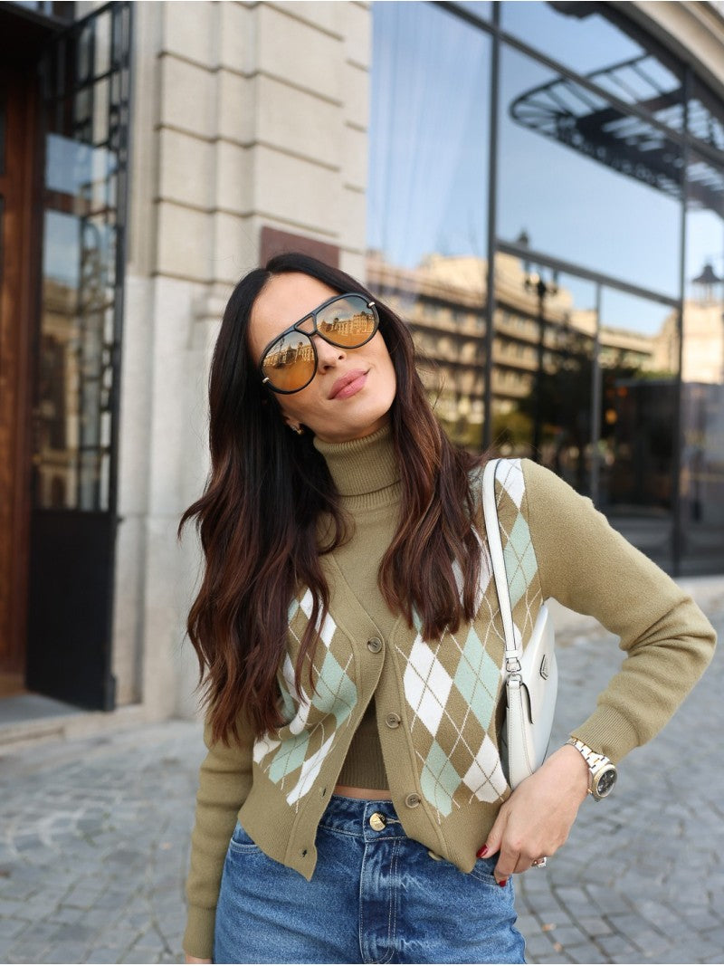 Casaco de Malha com Padrão Losangos – Scripta