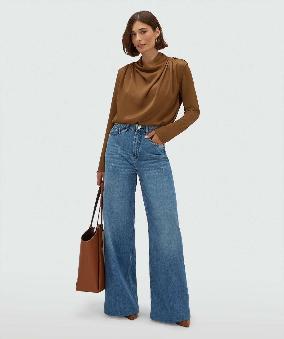 Top acetinado Ceylin Cognac – Josh V