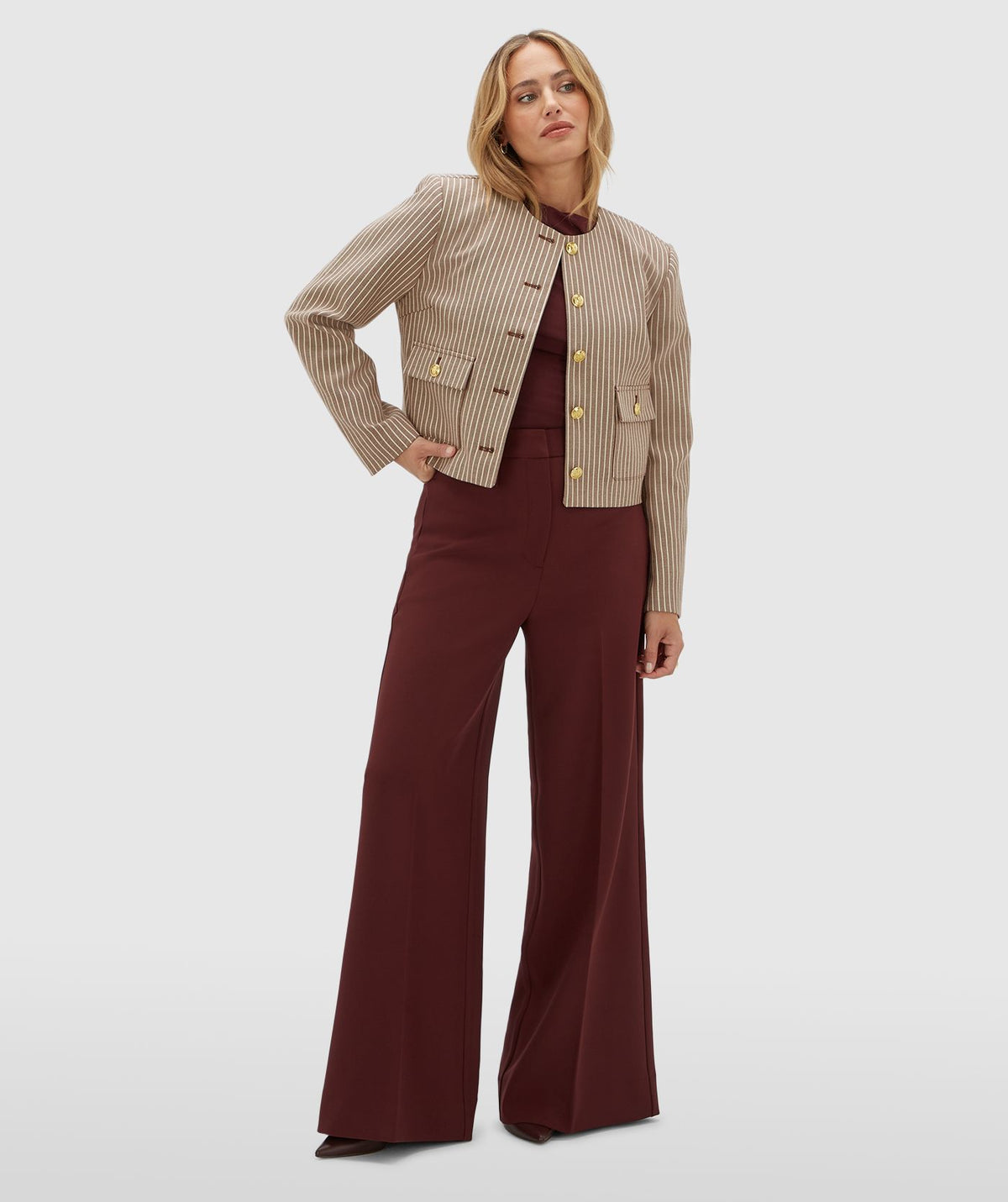 Blazer Cropped Elira às Riscas