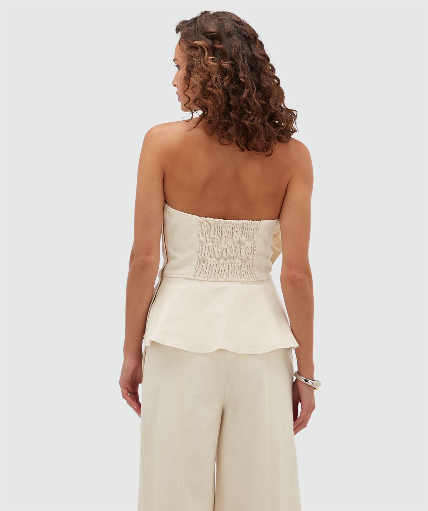 JV Ferra Bustier de Algodão com Flor - Cru
