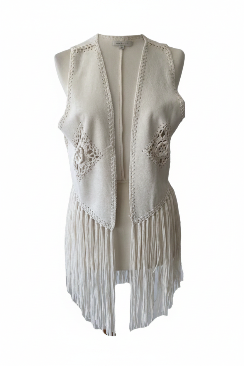 Gilet Eco Suede con Frange - camel