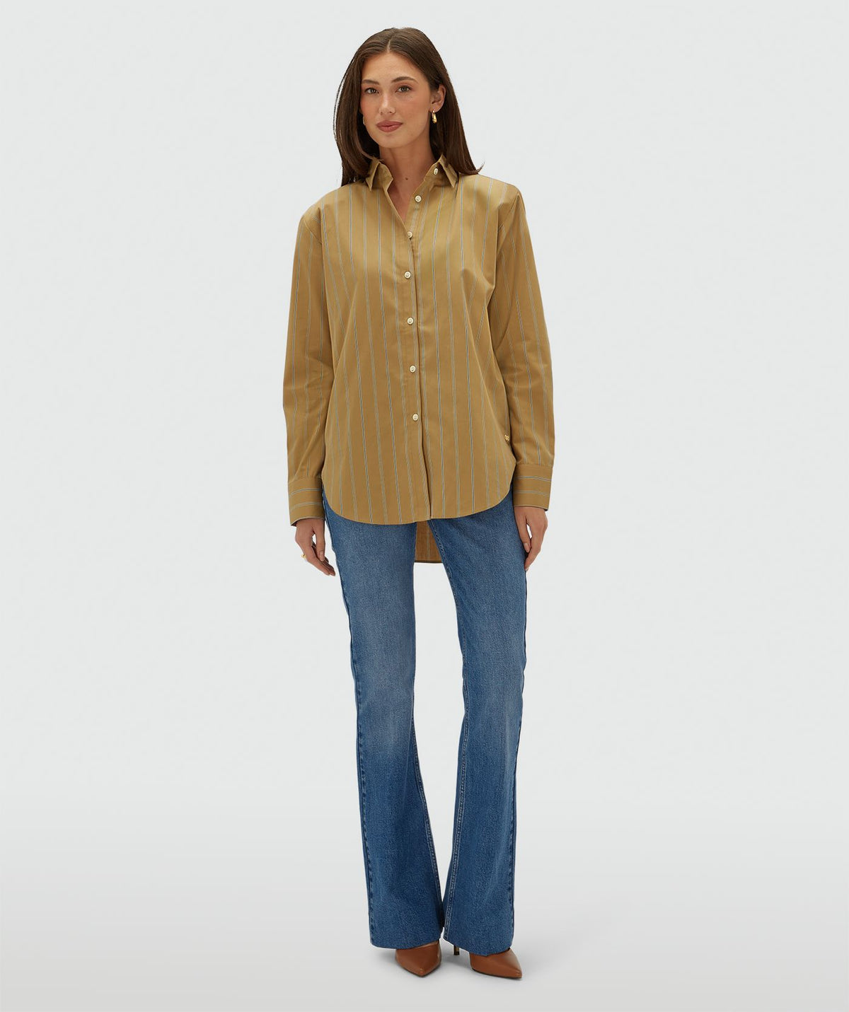 Camisa Oversized Kolly às Riscas Camel – Josh V