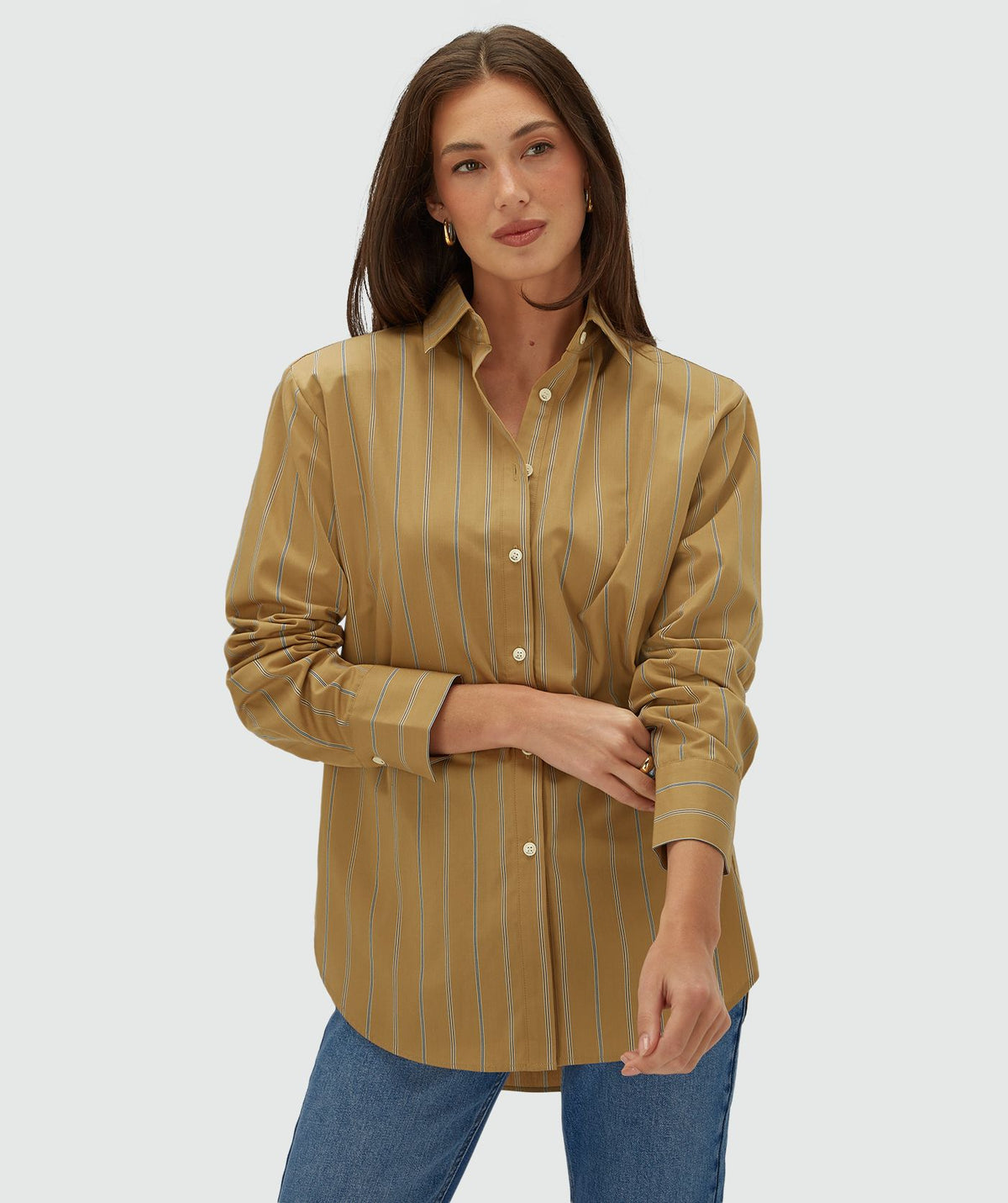 Camisa Oversized Kolly às Riscas Camel – Josh V