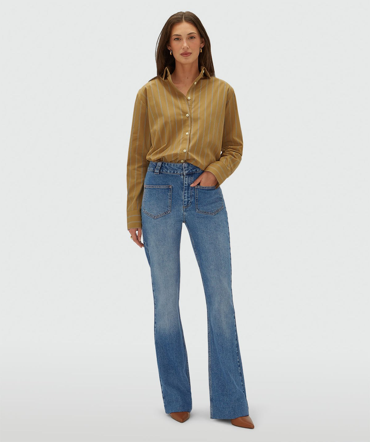 Camisa Oversized Kolly às Riscas Camel – Josh V