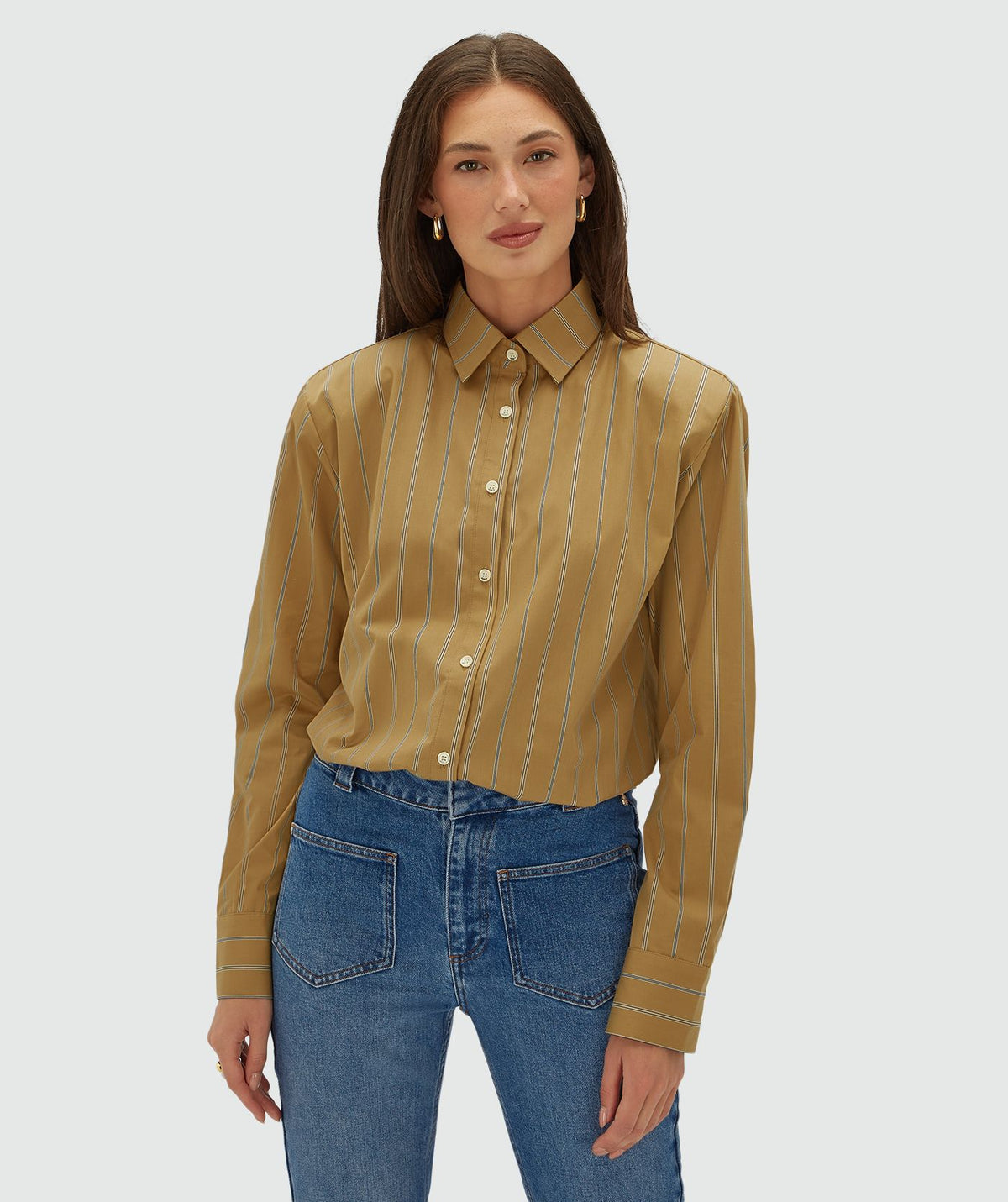 Camisa Oversized Kolly às Riscas Camel – Josh V