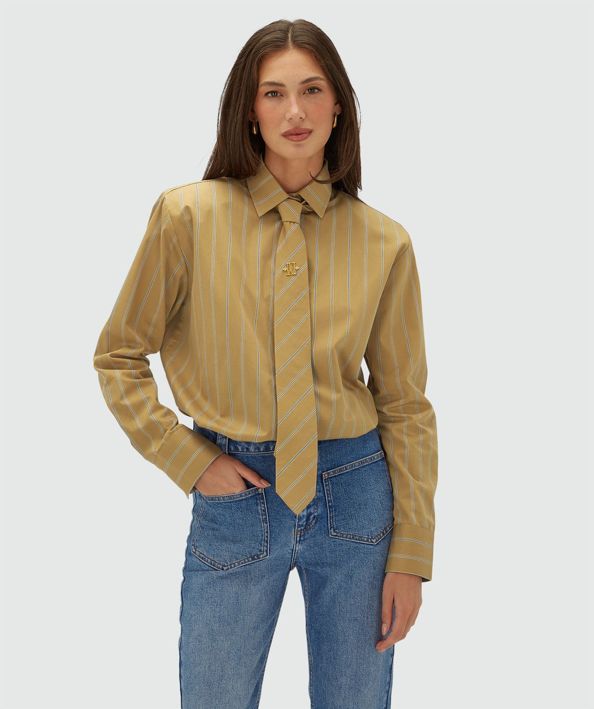 Camisa Oversized Kolly às Riscas Camel – Josh V