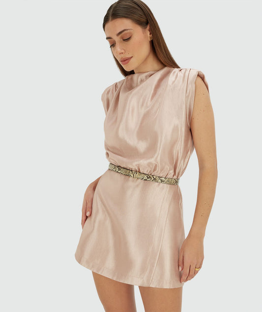 Vestido Curto Satinado Rosa – Josh V