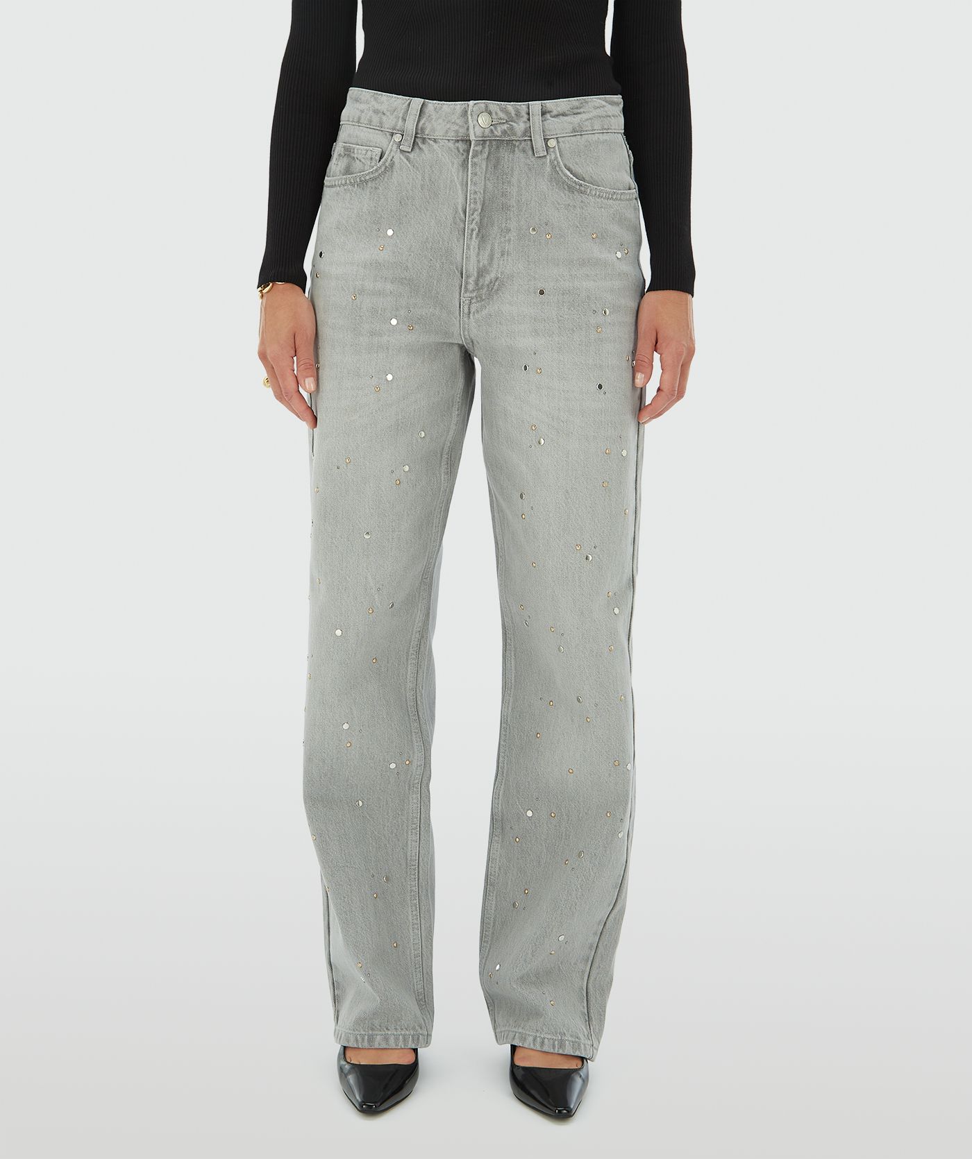 Jeans Cinza PHEBE Com Tachas - Josh V